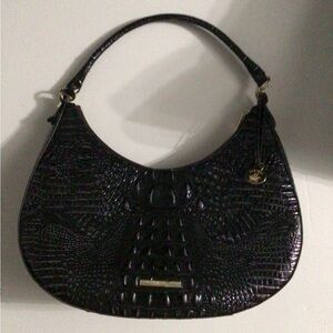 Brahmin Black Prism Hobo Shoulder Bag with Gold Accent